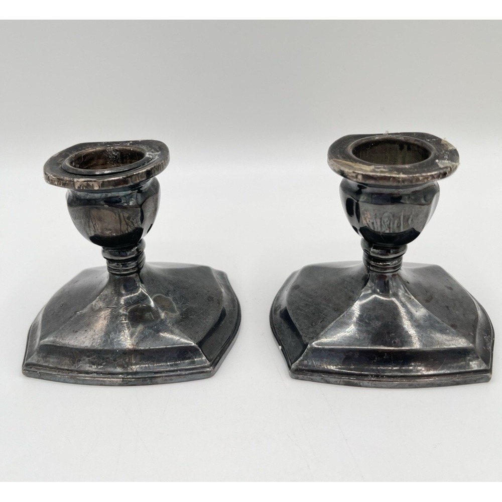 Vintage Benedict-Proctor BP Silver Plate Weighted Candlestick Holders 3" Pair